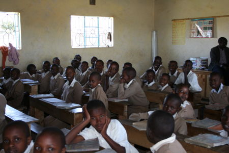 classroom of school children