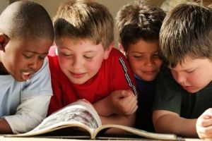 children reading story book