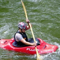 kayak fighting the current