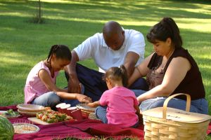 family praying together