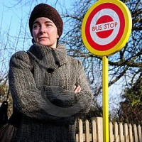 woman bus stop