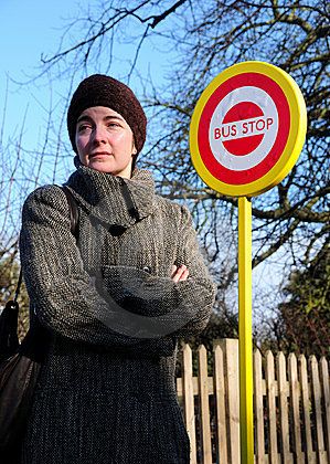 woman bus stop